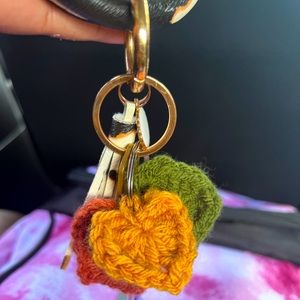ENTIRE Keychain with three (colors displayed in photo) crochet hearts added❤️.